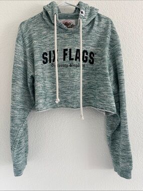 Pop Surf - Women's Green Marled Cropped Hoodie - Size XL